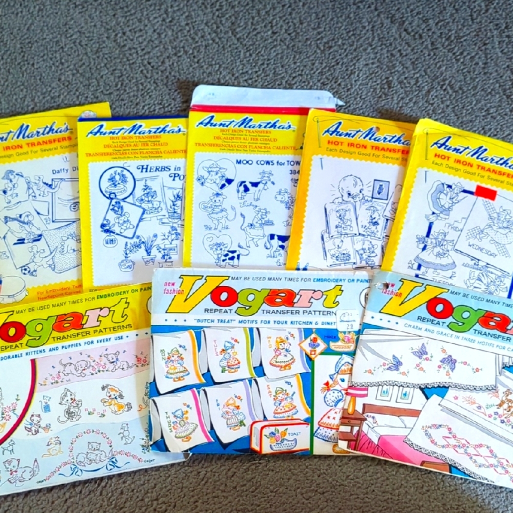 Lot of 8 Vintage Needlepoint Transfers